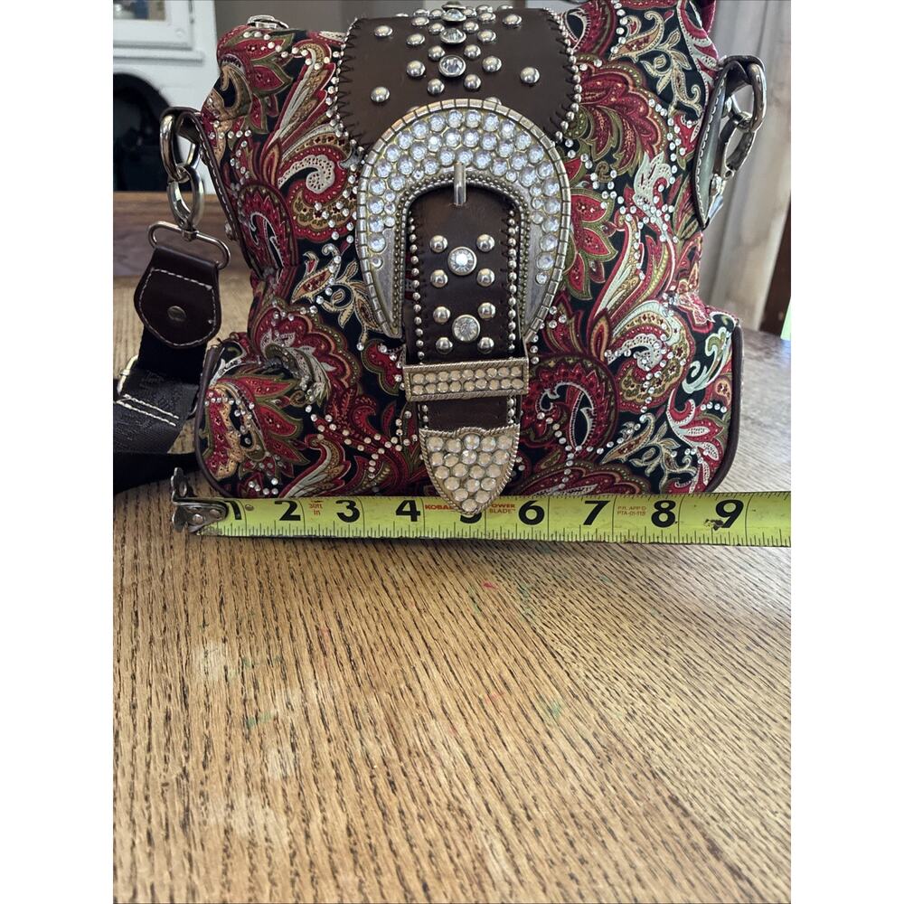 Montana West Red Paisley Crossbody Rhinestones Concealed Carry Western Cowboy - Picture 13 of 14